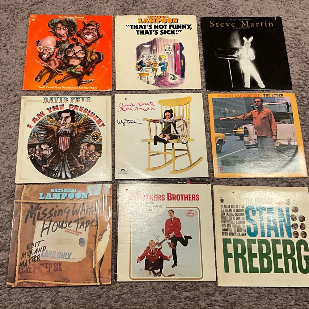 9 Record LP Comedy - National Lampoons, Dangerfield, Steve Martin